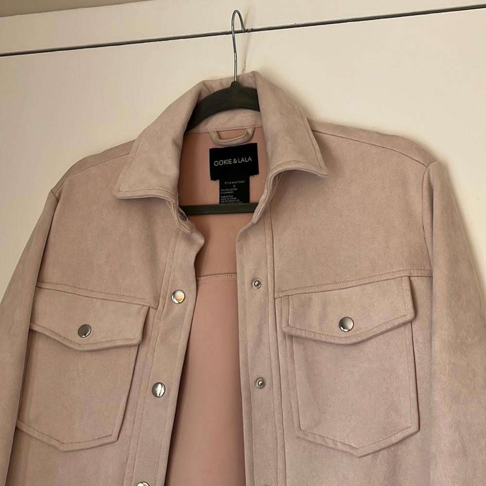 Light pink suede shacket
